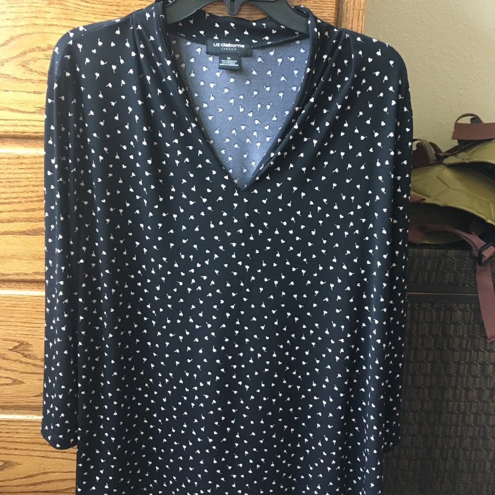 Liz Claiborne Career Floral 3/4 Blouse